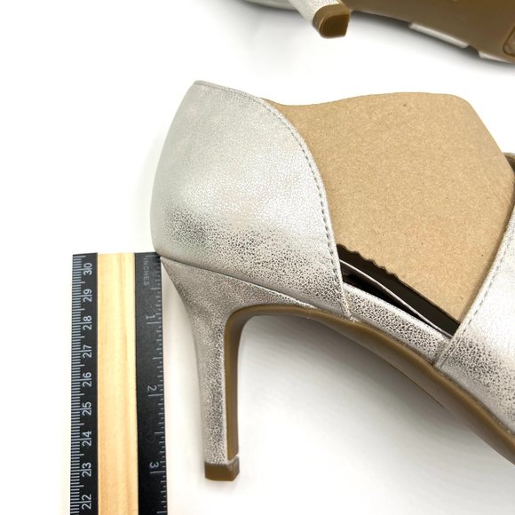 9W 9 WIDE Lifestride Mega Silver Metallic Faux Vegan Leather Dress Sandals Heels - Picture 13 of 14